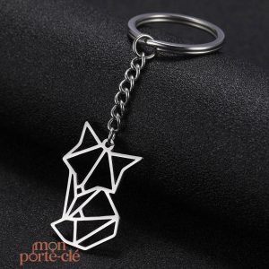 Porte-clé renard origami stylisé en couleur vive