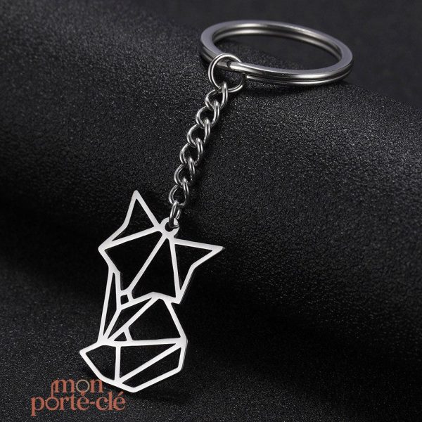Porte-clé renard origami stylisé en couleur vive