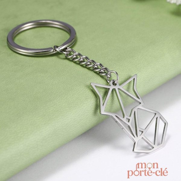 Porte-clé en forme de renard, design origami unique