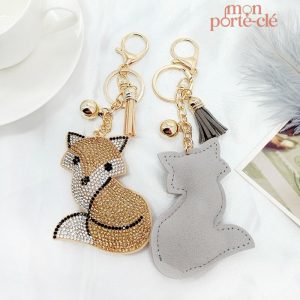 Porte-clé renard strass élégant et original