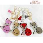 Porte-clé renard tendance avec décorations en strass