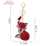 Porte-clé renard précieux orné de strass brillants