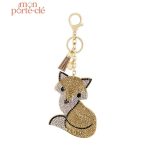 Porte-clé renard orné de strass colorés