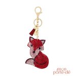 Accessoire porte-clé renard avec détails en strass