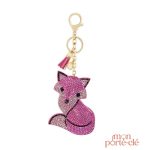 Porte-clé design renard avec embellissements en strass