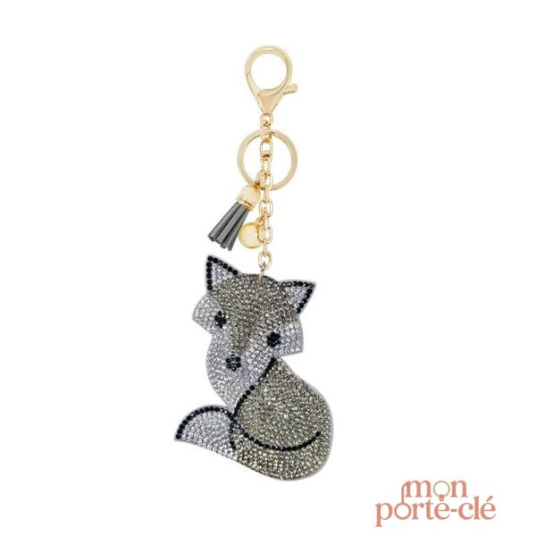 Porte-clé renard chic décoré de strass étincelants