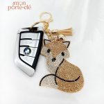 Porte-clé renard stylé avec finitions en strass