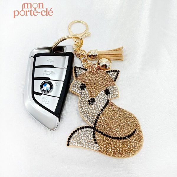 Porte-clé renard stylé avec finitions en strass