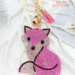 Porte-clé renard mignon avec accents de strass