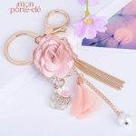 Accessoire original : porte-clé rose fleuri