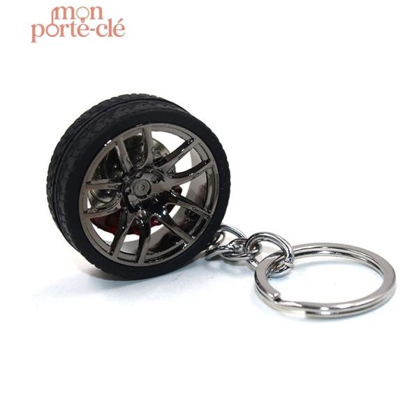 Porte-clé pour voiture, motif de roue unique