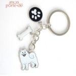 Porte-clé Samoyède en style amusant et attrayant