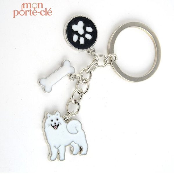 Porte-clé Samoyède en style amusant et attrayant