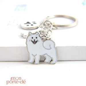 Porte-clé chien en forme de Samoyède pour les amoureux des chiens