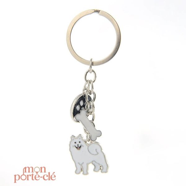 Accessoire porte-clé représentant un chien Samoyède adorable