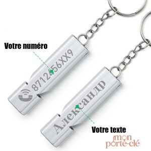 Siffleur pratique intégré dans un porte-clé personnalisé