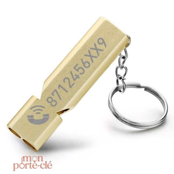 Porte-clé avec siffleur, accessoire personnalisé et utile