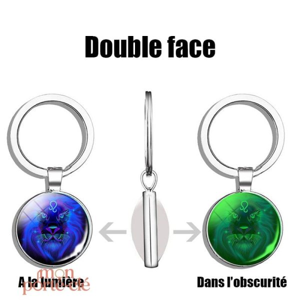 Porte-clé stylisé lion, idéal pour les fans d'astrologie