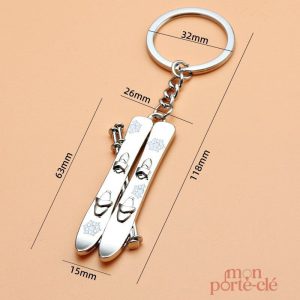 Porte-clé sportif sur le thème du ski, parfait pour vos clés