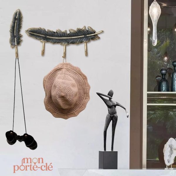 Porte-clé mural original en forme de plume pour rangement