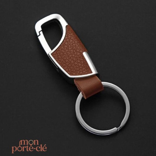 Porte-clé en cuir tendance avec pompon