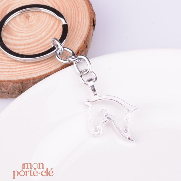 Porte-clé en métal représentant une tête de cheval
