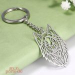 Porte-clé tête de loup en acier inoxydable