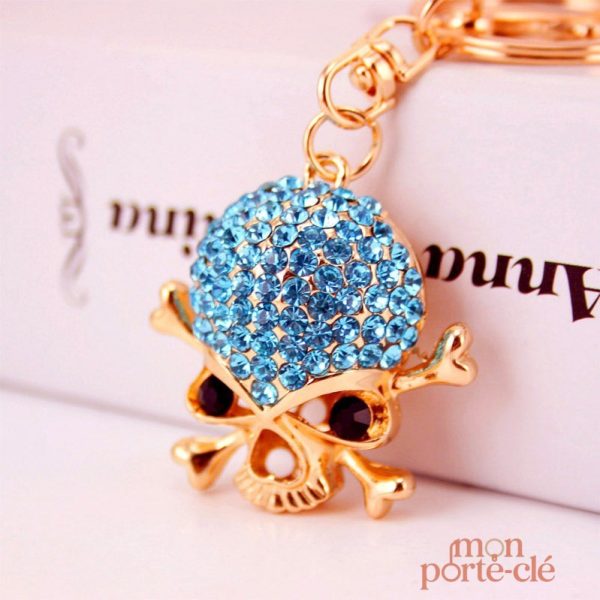 Porte-clé tête de mort strass original et élégant