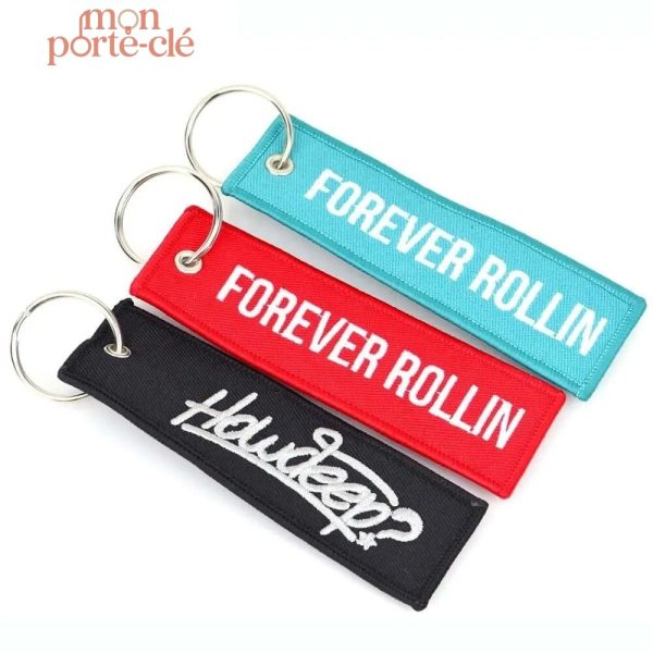 Porte-clé brodé en tissu publicitaire professionnel