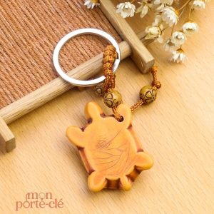 Accessoire porte-clé tortue, bois écologique et durable