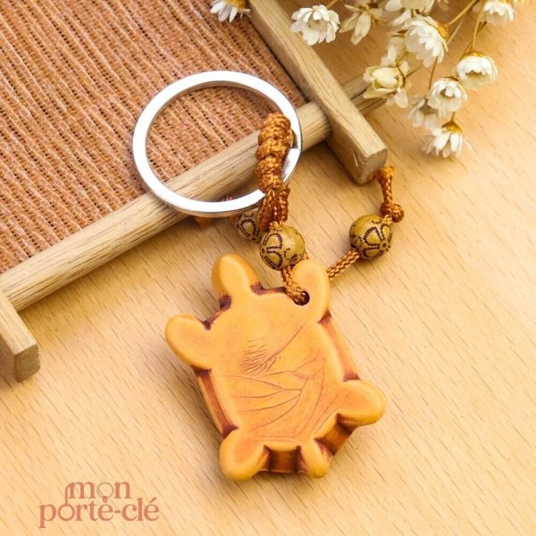 Accessoire porte-clé tortue, bois écologique et durable