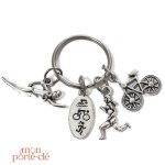 Porte-clé triathlon en métal, accessoire sportif essentiel