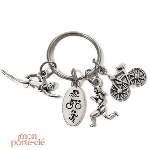 Porte-clé triathlon en métal, accessoire sportif essentiel
