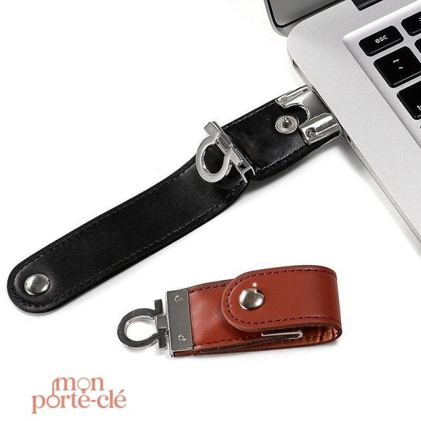 Porte-clé en cuir avec connexion USB intégrée