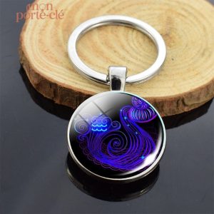 Porte-clé Verseau en métal élégant pour les amateurs d'astrologie