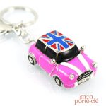 Porte-clé voiture design moderne couleur rose