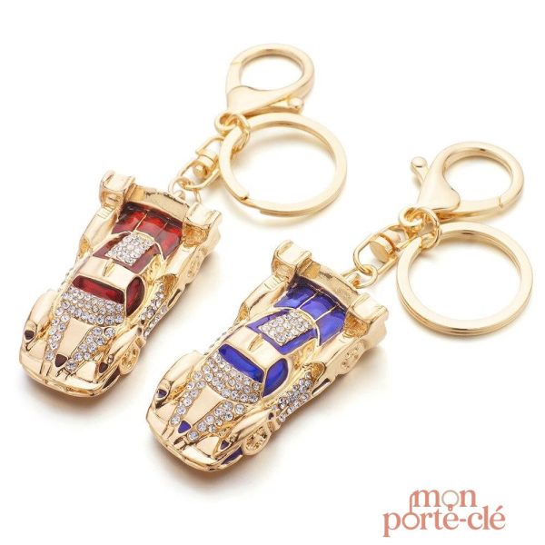 Porte-clé voiture élégant en finition dorée