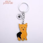 Porte-clé chien Yorkshire en métal design élégant