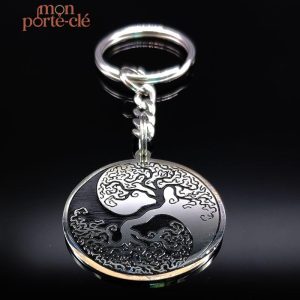 Porte-clé en métal avec motif Arbre de Vie