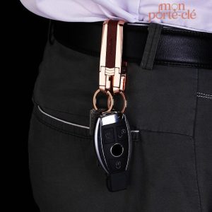 Porte-clé ceinture homme en cuir, design élégant
