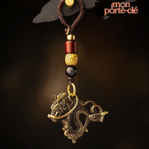 Porte-clé dragon en métal stylisé