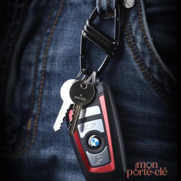 Porte-clé acier, style sophistiqué pour homme