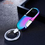 Porte-clé homme en acier avec mousqueton étincelant