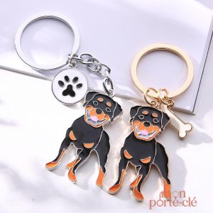 Porte-clé Rottweiler en métal élégant et durable