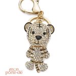 Porte-clé tigre en métal stylisé pour les amateurs d'animaux