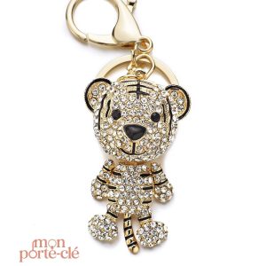 Porte-clé tigre en métal stylisé pour les amateurs d'animaux