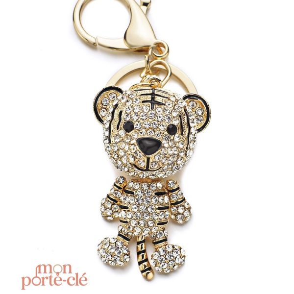 Porte-clé tigre en métal stylisé pour les amateurs d'animaux