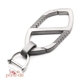 Porte-clé Losange titane élégant