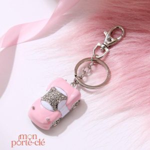 Porte-clé voiture chic, accessoire mode féminin