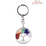 Porte-Clé Arbre de Vie avec symboles des Chakras